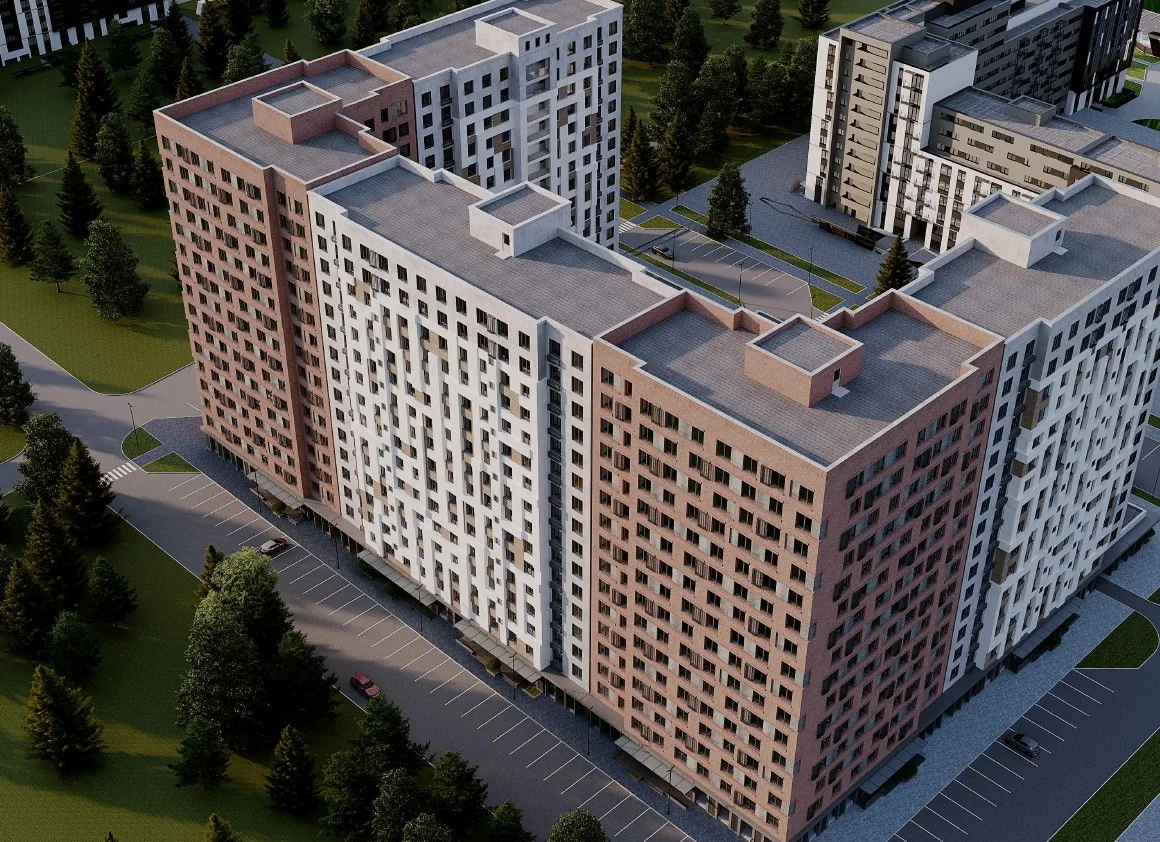 «Центральный»: жилые корпуса с высоты. Визуализация проекта.